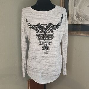 Vocal Cream and Black Bull Graphic Long Sleeve Top